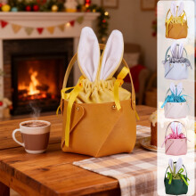 Easter gift bag bunny ear leather hand bucket with ribbon