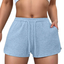 Women's Waffle Knit Pajama Shorts with Pockets