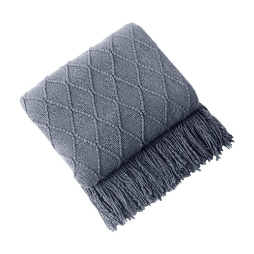 Knitted Throw Blanket Soft Fringe 150x200cm 1