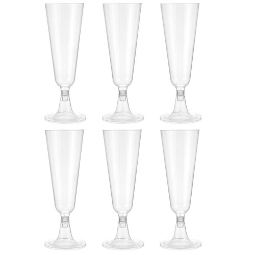 Plastic Champagne Flutes Gold Glitter Disposable 4.7 oz