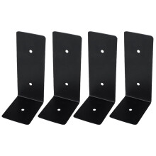 Soporte de estante de hierro resistente, negro, 4 piezas, 3,98" x 2,01" x