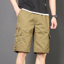 Men's cargo shorts lightweight casual yellow L