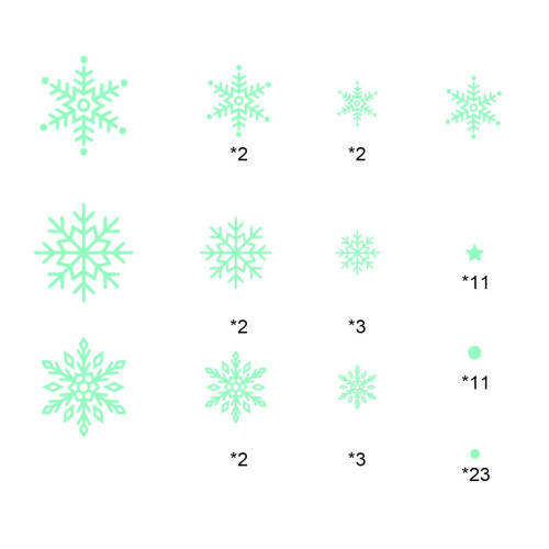 Autocollant mural flocon de neige phosphorescent de Noël (12 pièces)