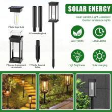 Solar Pathway Lights Waterproof Auto On Off Warm White LED