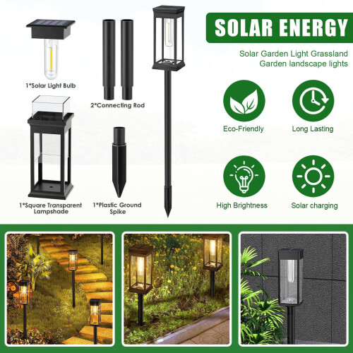 Solar Pathway Lights Waterproof Auto On Off Warm White LED