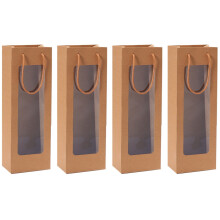 Paper Wine Bags for Red Wine Bottles Light Brown 4 Pack