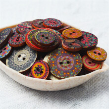 Wood Buttons Vintage Style 2-Hole 50 Pieces