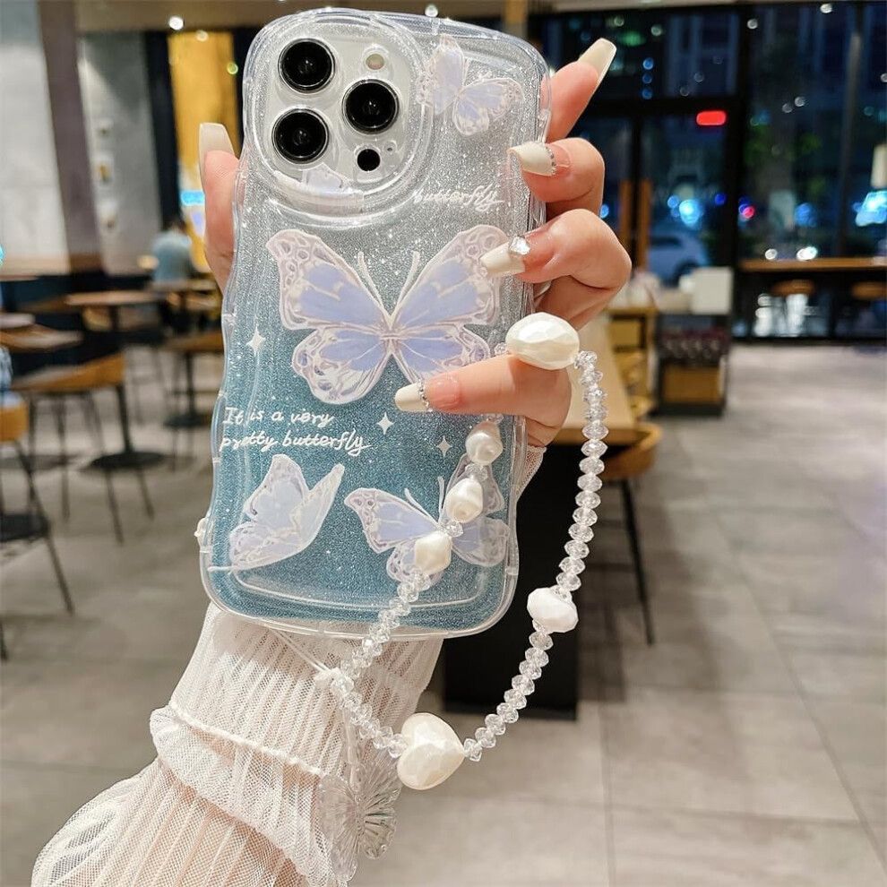 Butterfly Glitter Iphone Case 3D Print Shockproof With Blue 900223761309