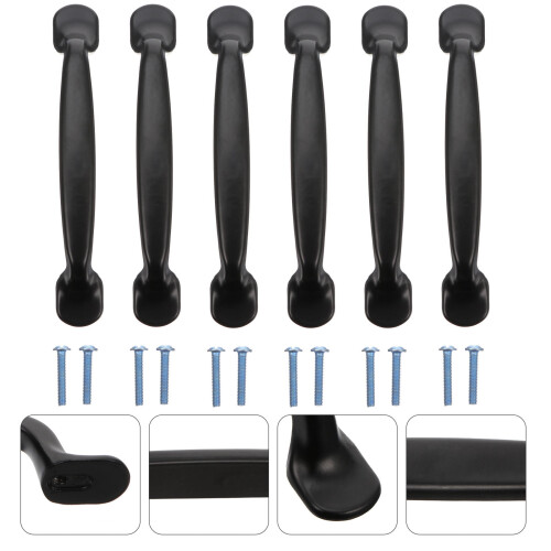 Black Cabinet Drawer Pulls Horizontal Bridge Design Set of 6