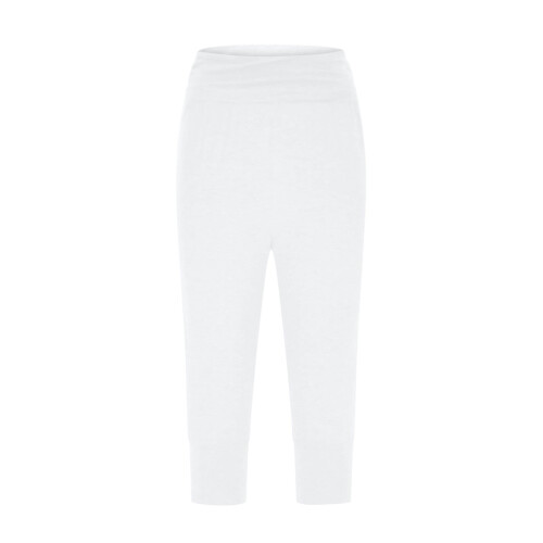 Women's White Harem Capri Pants High Waisted Soft Stretch 2