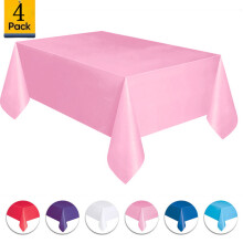 Plastic Rectangle Tablecloth 4-Pack, 64.5ft, Pink – Disposable Table Cover for Holiday Parties & Gatherings