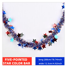 Patriotic Tinsel Garland Red White Blue 78.7 inch