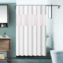 Modern Shower Curtain, Translucent Top Window for Privacy & Light, Water Repellent PEVA Fabric, Hotel Style Bathroom Decor