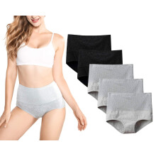 Damen-Slips mit hohem Bund und Bauchkontrolle aus Baumwolle, 5er-Pack