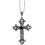 Collana con ciondolo a croce gotica in argento anticato e cristallo nero 1