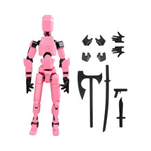 T13Robot Actionfigur Pink 3D-gedruckt beweglich