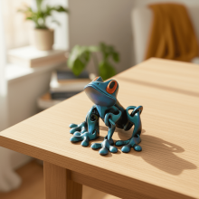 Grenouille magnétique imprimée en 3D, 15 cm, dégradé bleu-vert