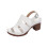 Women's white heeled sandals with block heel and one strap 1