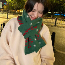 Cachecol feminino de Natal estampado, quente para o inverno, em imitação de lã.