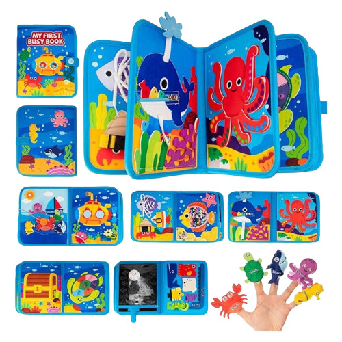 Libro interattivo di apprendimento a tema oceano per bambini piccoli con