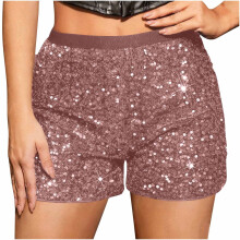 Women's Sequin Glitter Shorts White Size 2XL