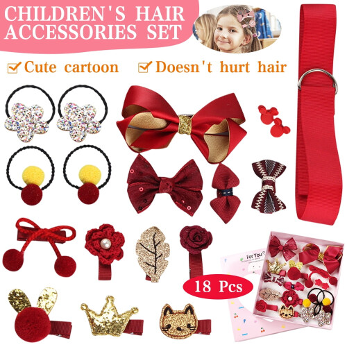 Set di fermagli e fiocchi per capelli da bambina LNKOO, 18 pezzi