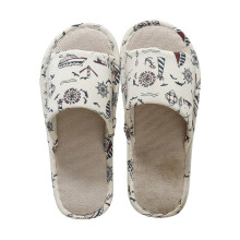 Pantufas unissex para uso interno, em algodão e linho, com bico aberto, antiderrapantes e macias.