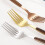 Stainless Steel Flatware Set Wood Handle Matte Gold 16-Piece 4