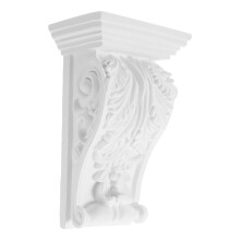 Wood Carved Applique Onlay Decorative Corbel White PU 1