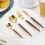 Stainless Steel Flatware Set Wood Handle Matte Gold 16-Piece 5
