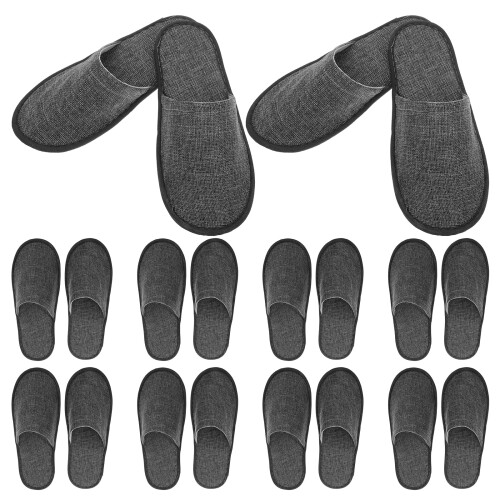 Disposable Home Slippers Non-Slip Sole Grey 20 Pcs