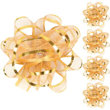 Set di fiocchi dorati con decorazioni festive per confezioni regalo (5 pezzi)