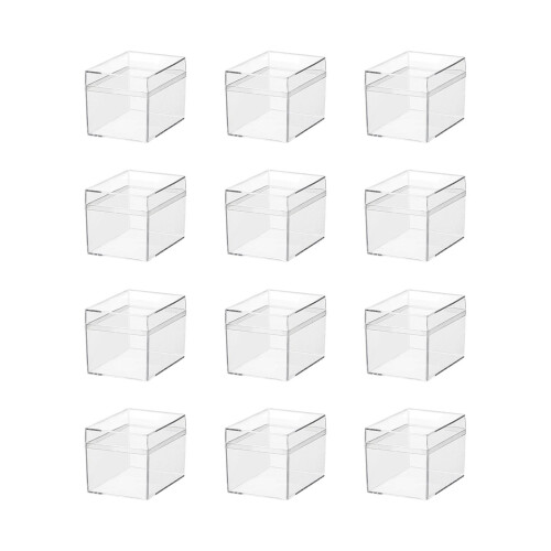 Transparent Square Plastic Box with Lid 12 pcs 1