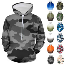 Sweat à capuche camouflage pour homme, coupe ample, long