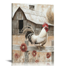 Rooster Farmhouse Canvas Wall Art 16x20in