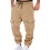 Men's Khaki Cargo Jogger Pants Polyester L 1
