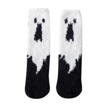 Dame Fuzzy Crew Socks Varme Tykke Slipper Sokker Hvid En
