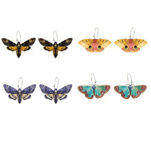 Colorful Moon Butterfly Moth Dangle Earrings for Women Statement Fashion Earrings Elegant Unique Animal Acrylic Earrings Cute Insect Funny Jewelry
