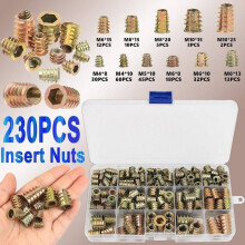 Zinc-Plated Threaded Inserts Assortment 230 Pcs