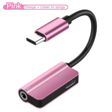 USB-C to 3.5mm audio splitter cable with charger passthrough