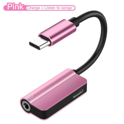 USB-C to 3.5mm audio splitter cable with charger passthrough