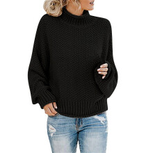 Black Turtleneck Sweater for Women Long Sleeve Solid Tunic
