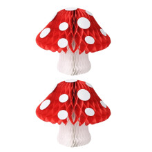 Adornos de panal de abeja con forma de hongo de papel rojo (2 unidades)