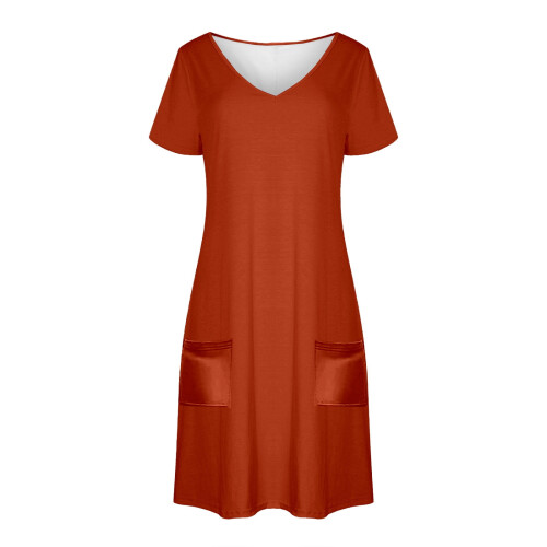 Φόρεμα μακρύ με V-Neck και Spandex για έφηβες, καμένο πορτοκαλί 2