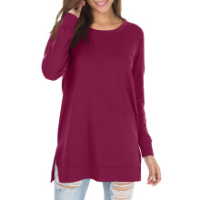 Women's Long Sleeve Side Split Loose Tunic Top