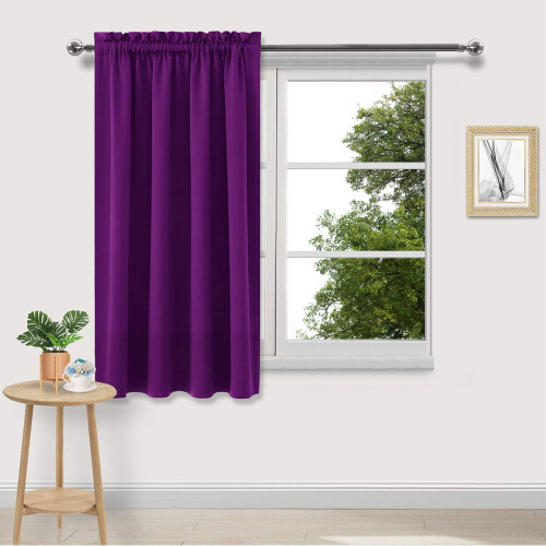 Blackout Kitchen Curtain Panel Purple 37.8x44.9 in 1