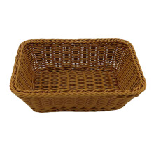 Brown Imitation Rattan Bread Basket PP Material 12x8x6 in