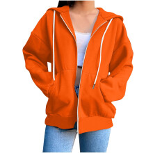 Hoodie simplí le zipáil agus líneáil lomra éadrom do mhná