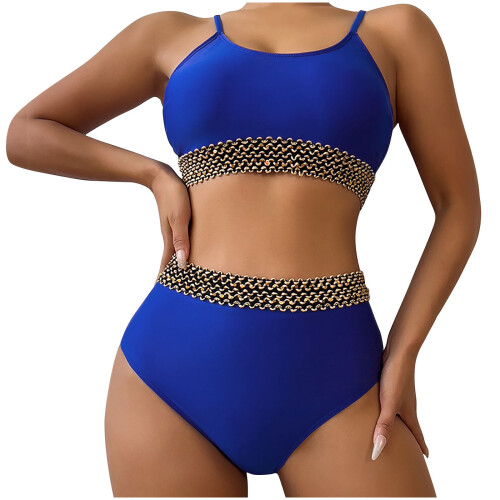 Women's Chain Decor Bikini Set Blue M 1