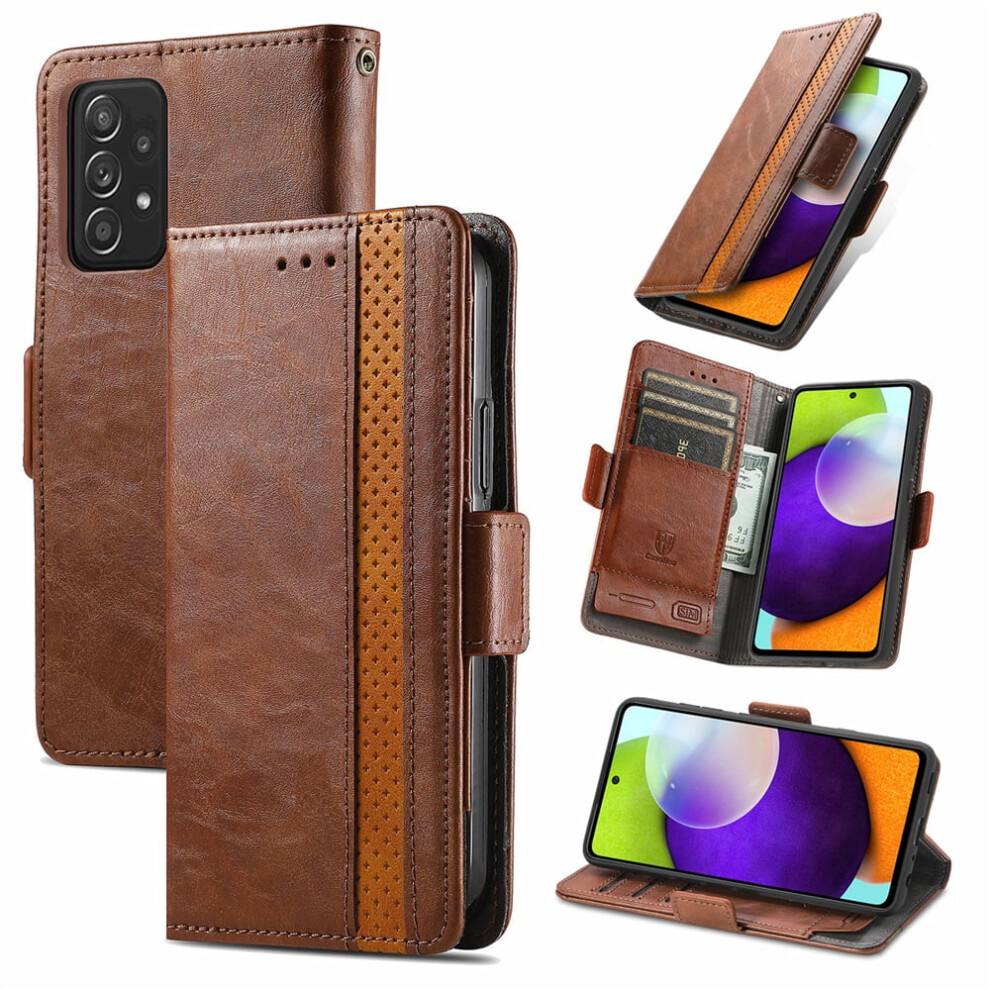 Samsung Galaxy A72 5G Leather Wallet Folio Case Brown 974856097890